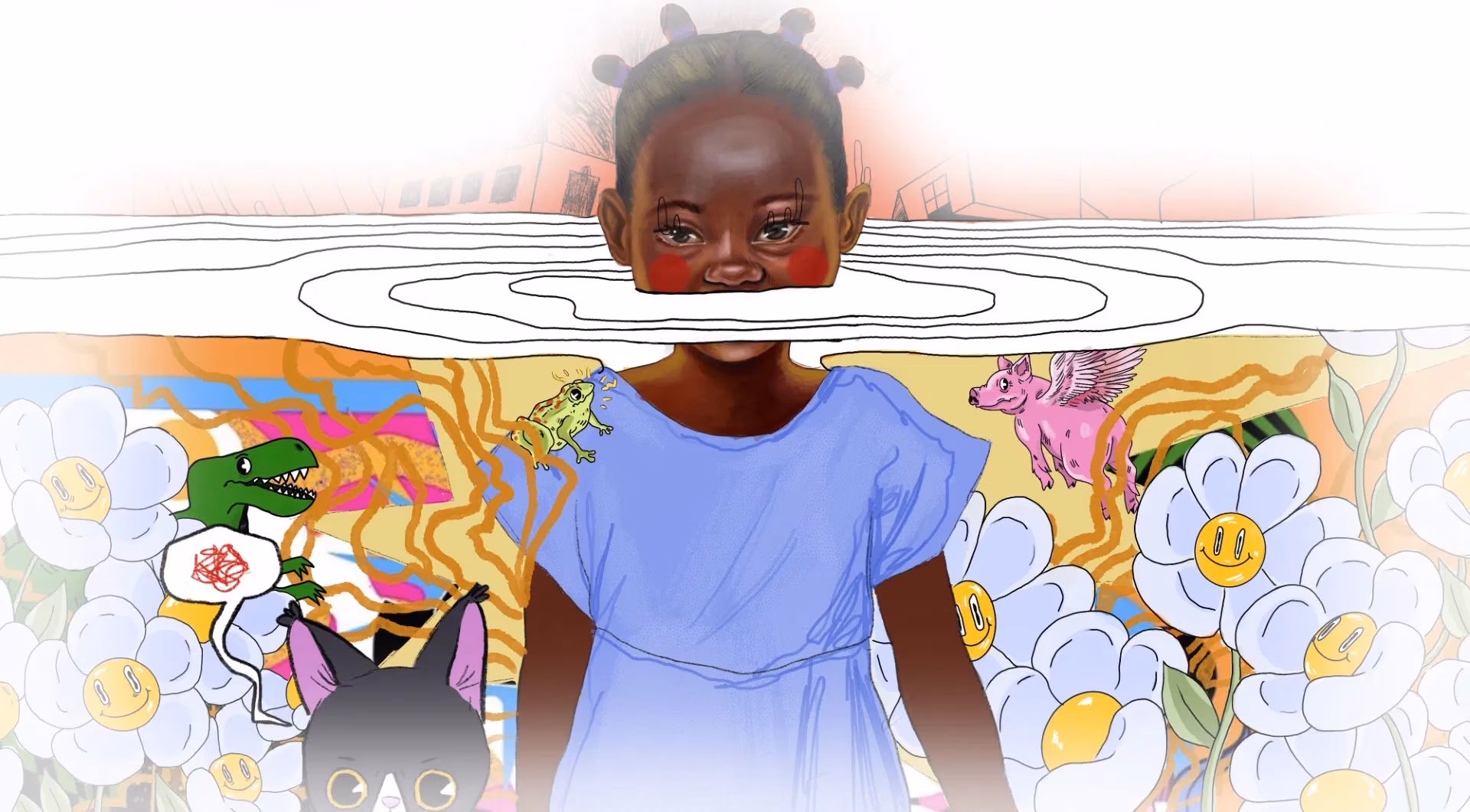 illustration of child and natural elements